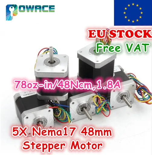 

[EU Delivery!] 3D printer!! 5Pcs Nema17 48mm CNC Stepper Motor 78 Oz-in 1.8A stepping motor CNC Router 3D Printer Engraving