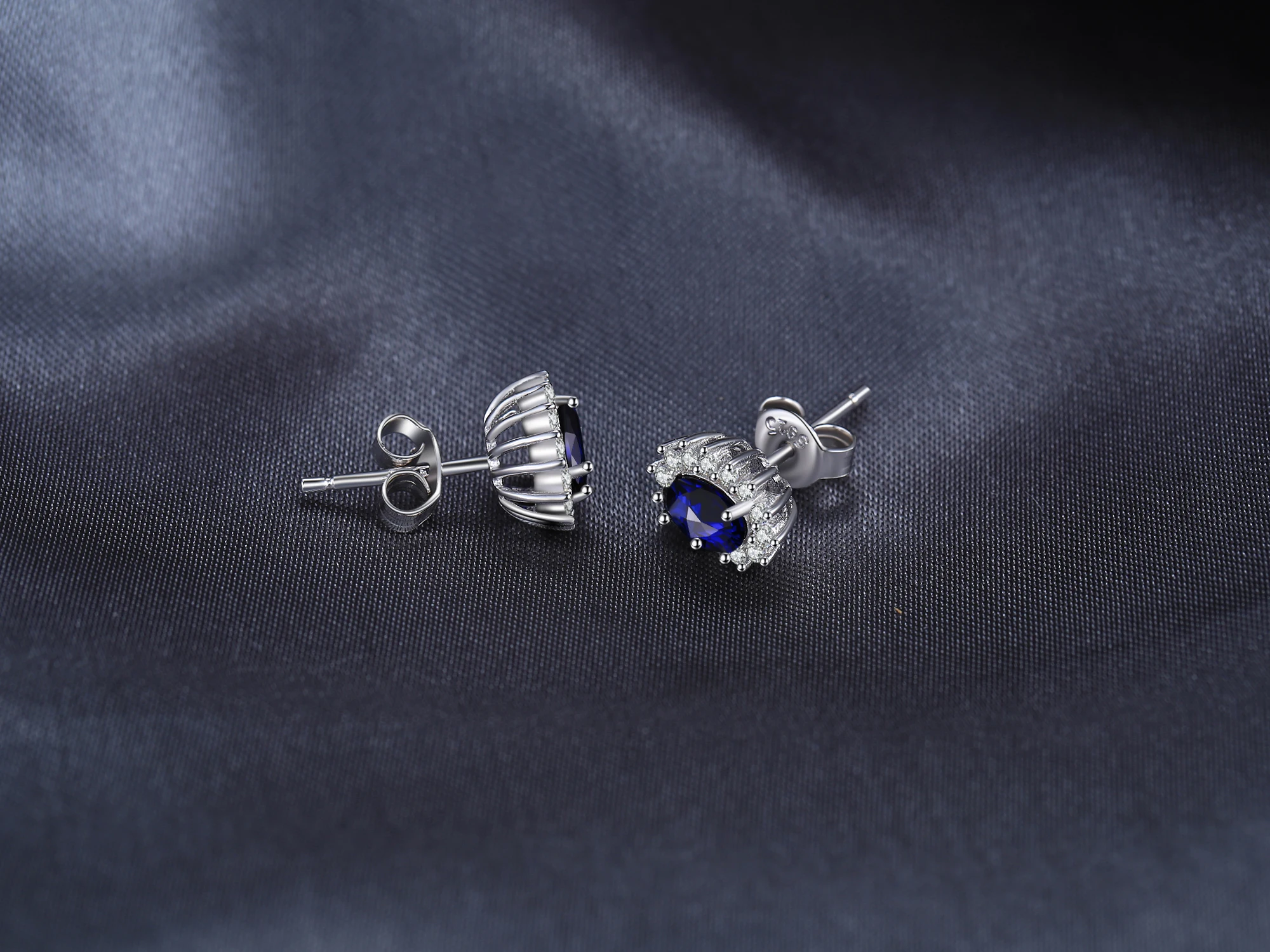 Женские серьги гвоздики из серебра 925 пробы с синим сапфиром|silver lightning bolt earrings|silver