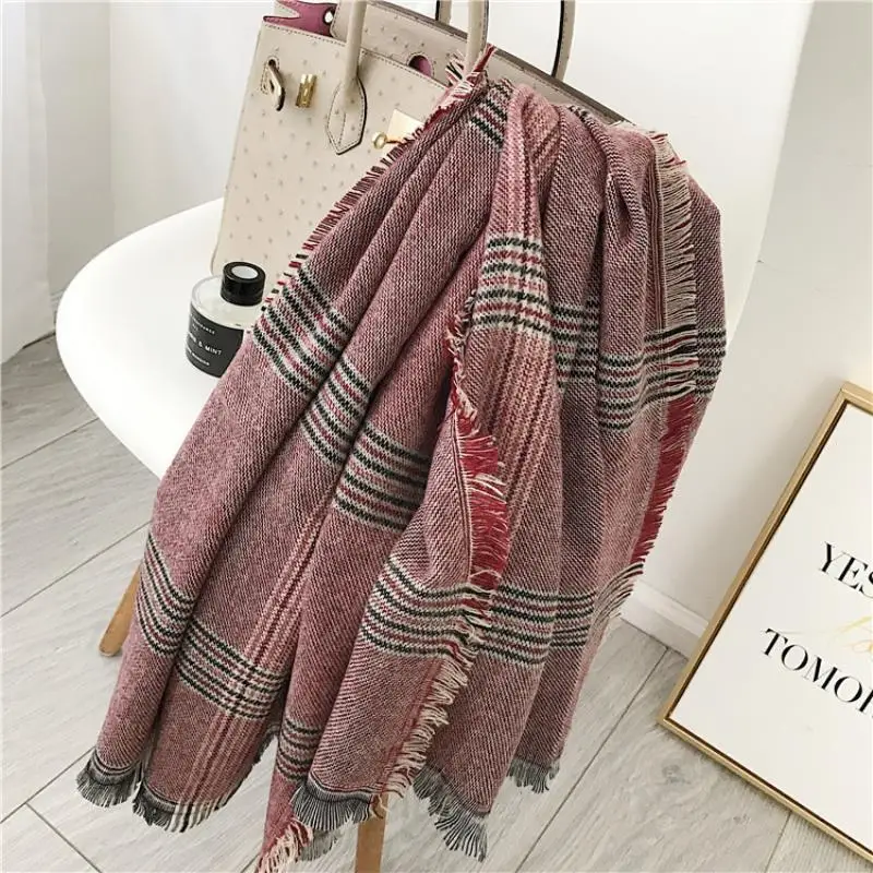 3 Colors High quality fashion lady feel camel dark plaid scarf thick autumn and winter models large shawl