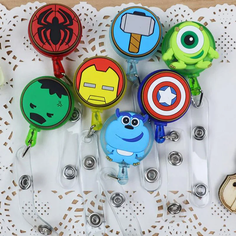 

1 Pcs Cartoon Comic Monster Retractable Badge Reel Student Nurse Exihibiton ID Name Card Badge Holder Hospital School Office