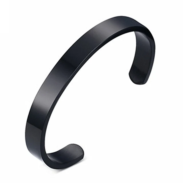 New Black Gold Silver Customized Jewelry Engraving Stainless Steel New Black Gold Silver Customized Jewelry Engraving Stainless Steel 8mm Men Engravable Cuff Bracelet One