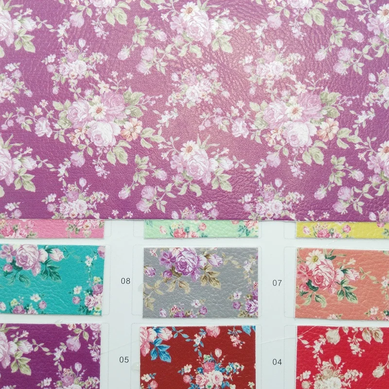 

91x134cm Synthetic Leather, Vinyl Fabric, Printed Flowers Leather Fabric for Bows DIY accessories P3161