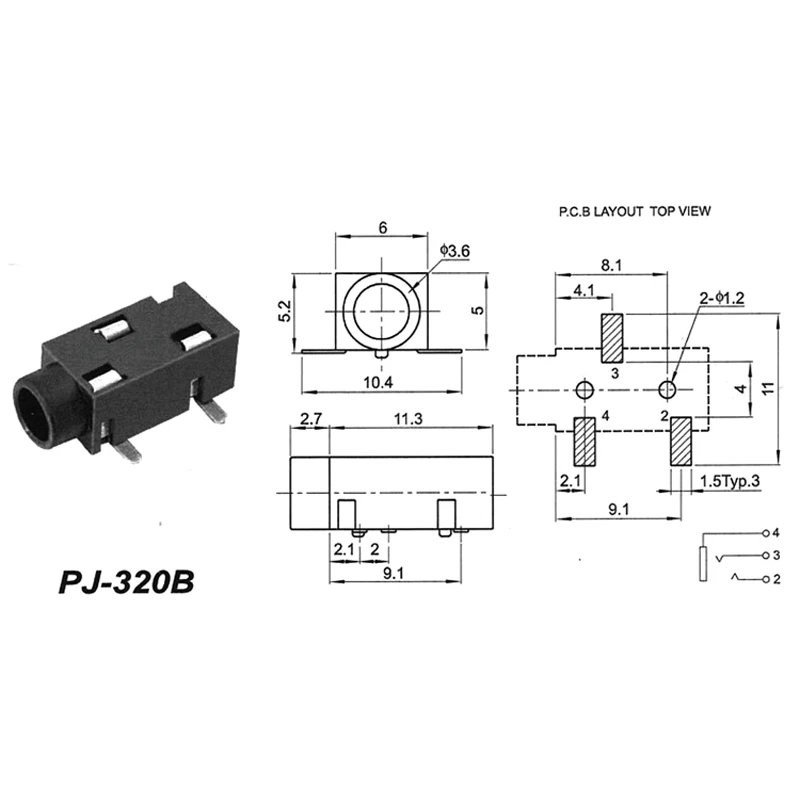 30pcs Headset Connector Headphone Jack Patch SMT 3 5mm Jack PJ 320B Audio Socket Adapter 3 5 Plug