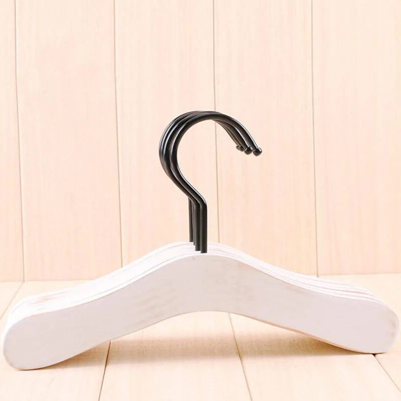20 Pcs White Antique Wooden Suits Hanger for Baby Kids, Sepia Polished make the old Style Clothes Pants Hanger with Black Hook