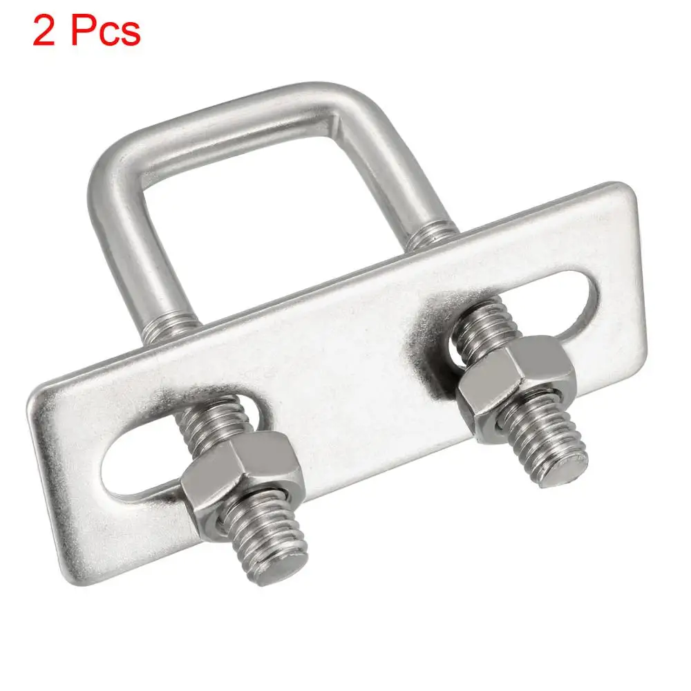 Zinc Plated U Bolts Square with Mounting Plates & Threaded Studs 12mm