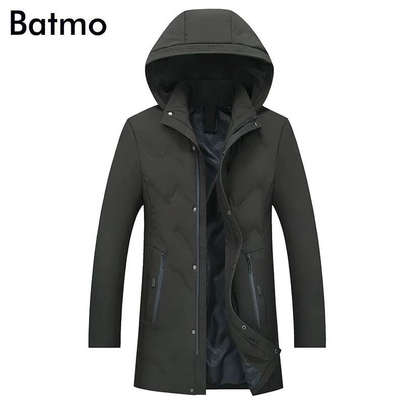 BATMO Новое поступление, зимние теплые куртки с капюшоном высокого качества для мужчин, мужская шапка, съемное пальто, большие размеры 187