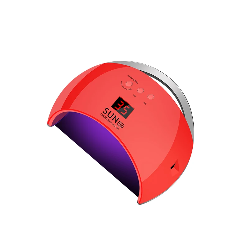 Langoa SUN6 48 Вт УФ светодиодный светильник для ногтей умный датчик Сушилка для ногтей для отверждения всех гелей белый с цифровым дисплеем времени инструмент для дизайна ногтей - Цвет: Red