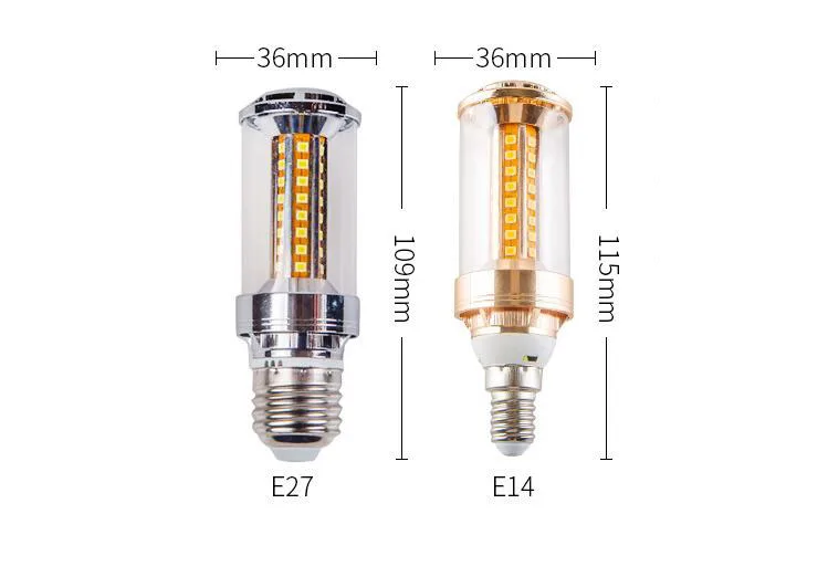 10 шт. Высокая мощность E14 E27 12 Вт Светодиодный светильник-кукуруза AC 85-265 в 2 цвета температуры Интегрированный Светодиодный светильник s свеча точечный светильник