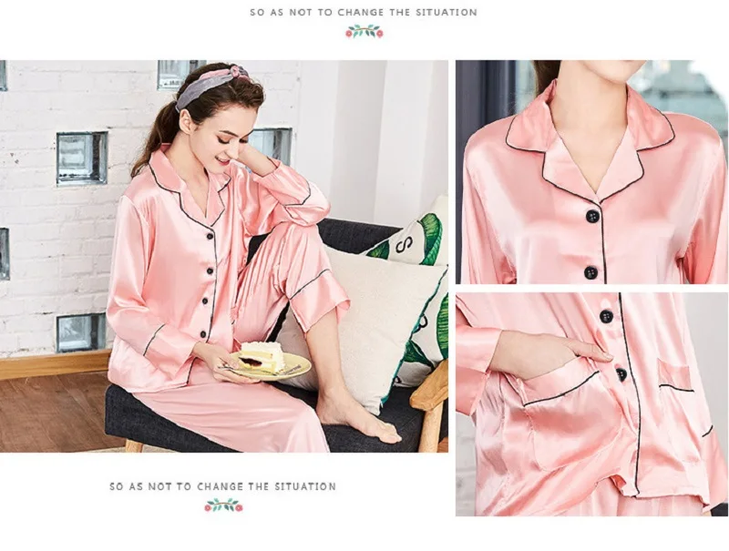 spring silk-like home clothing long sleeve (4)