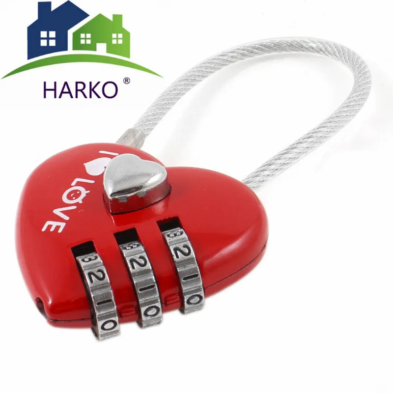 Mini Cute Resetable Combination Padlock Heart Lock 3 Digits Security