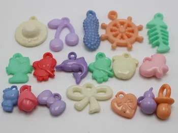 

50 Assorted Shape Pastel Color Acrylic Animal Bows Charm Pendants Kids Craft