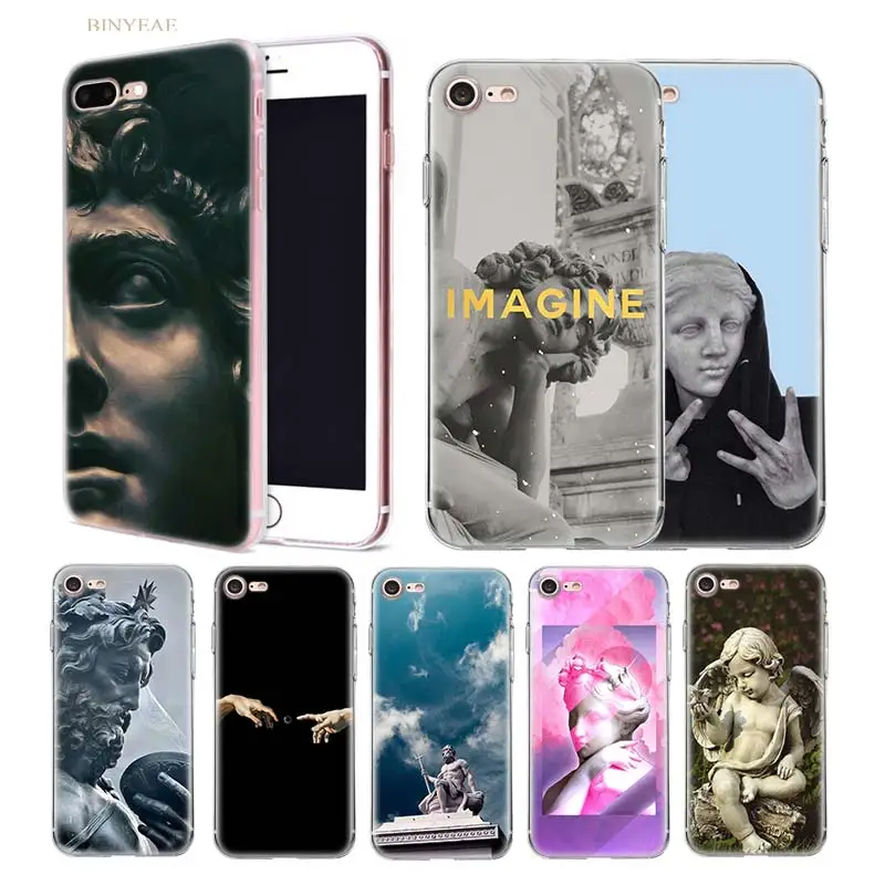 

Case for iphone XS XR XS Max 7 7S 8 Plus X 5 5SE 5C 6 6S Clear Silicone TPU Coque Cover Phone Shell Retro Vintage Art Statue Hot
