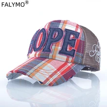 Бейсбольная кепка в клетку слово надеюсь дышащая сетчатая шляпа для мужчин и женщин Летние виды спорта на открытом воздухе пляжные дорожные кепки шляпы от солнца хип хоп Snapback шляпа