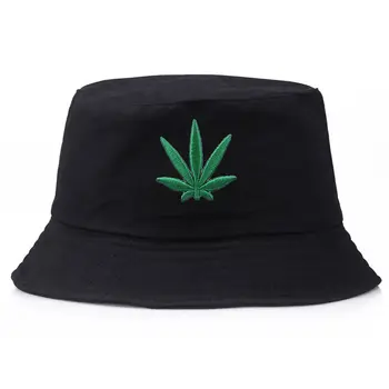 

Maple Leaf Embroidered Packable Foldable Sunshade Cotton Cap Bucket Hat Fisherman Hat For Outdoor Fishing Mountaineering Hiking