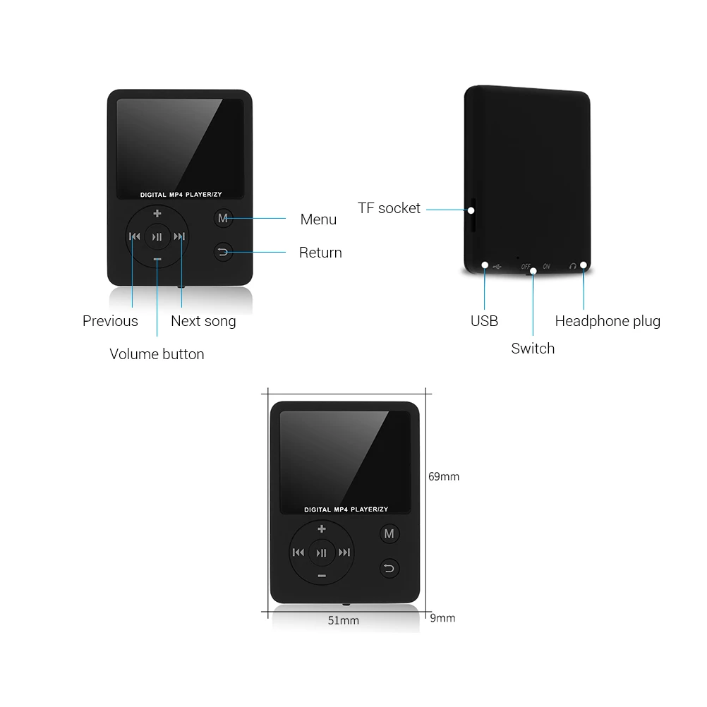 Портативный мини mp3-плеер с цветным экраном 1,8 дюйма, поддержка 32 ГБ, TF карта, MP3 музыкальный плеер