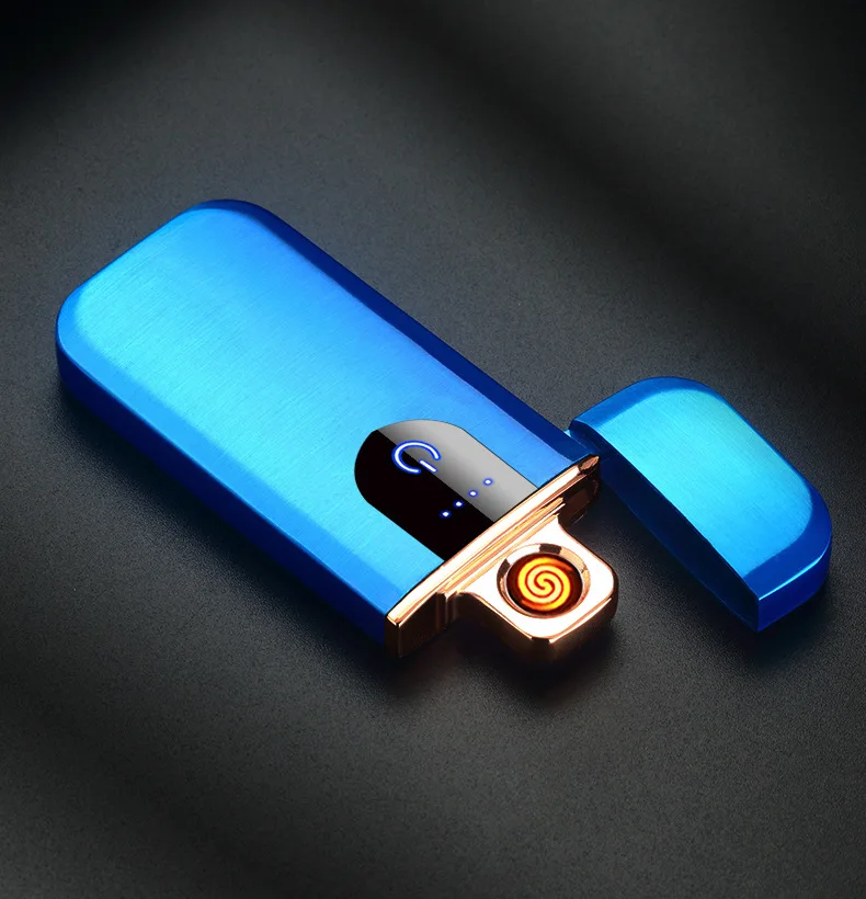 Новая сенсорная перезаряжаемая USB Зажигалка ультратонкие металлические зажигалки для сигарет нагревательный провод электрическая зажигалка ветронепроницаемые гаджеты для мужчин