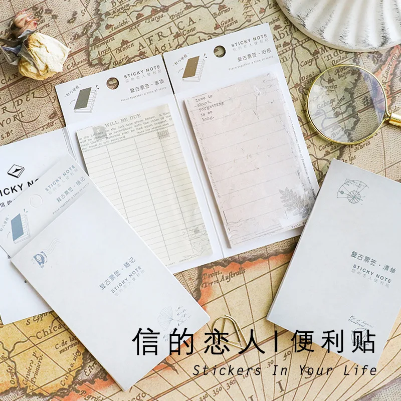 

20 Set Memo Pads Sticky Notes Kawaii Vintage stamp Paper Notepad diary Scrapbooking Stickers Office School stationery Bookmark
