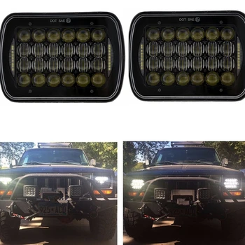 

5X7 7X6 inch Rectangular Sealed Beam LED Headlight With DRL LED for H6014 H6052 H6054 H6052 72W 7"Headlight For Jeep XJ MJ Truck