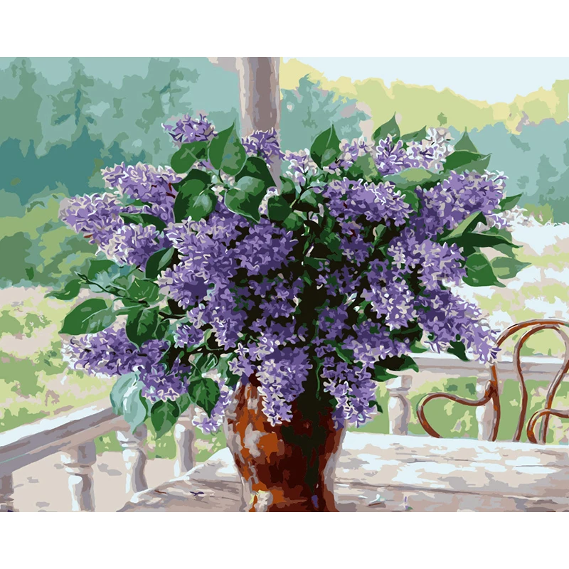 

ArtSailing DIY paintings by numbers on canvas Lilac Flowers pictures by numbers with acrylic paints Posters with frame NP-078