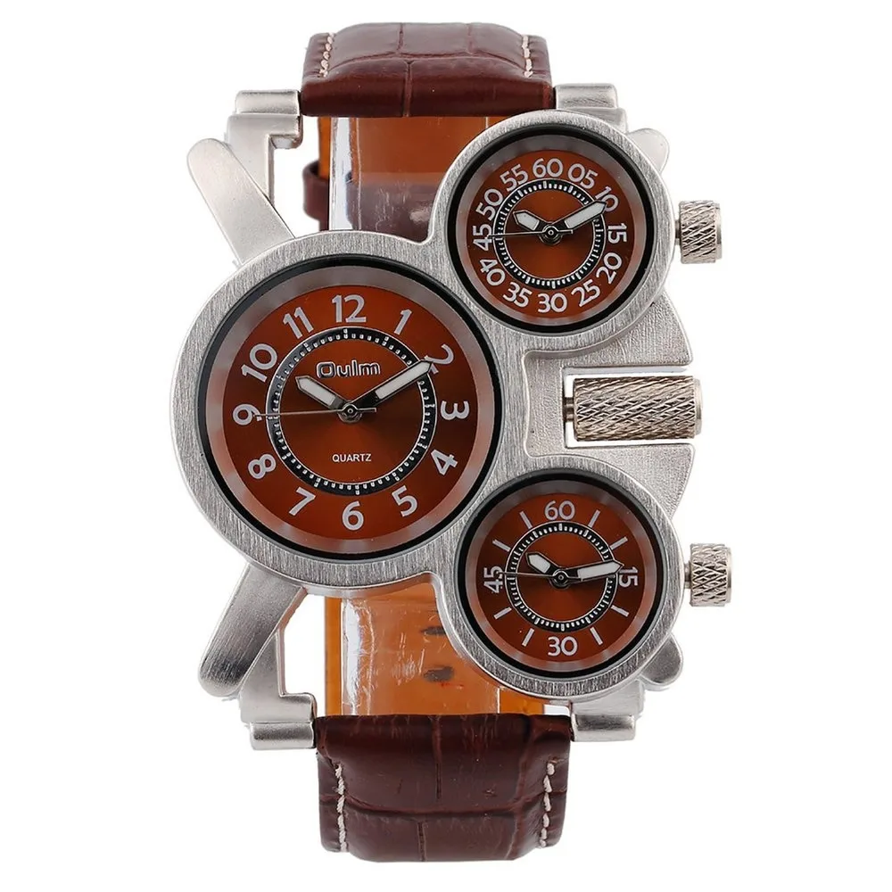 

Big Face 3 ATM Dial Designer Brand OULM Mens Watch Leather Band Army Watch Montre Homme de Marque Reloj Imported Military