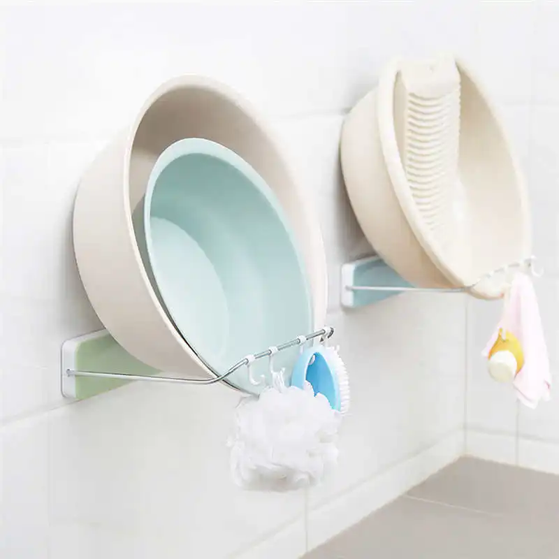 

New listing High Quality Kitchen Storage Rack Folding Washbasin Stand Wall Mounted Washbasin Storage Rack Organizer Holder