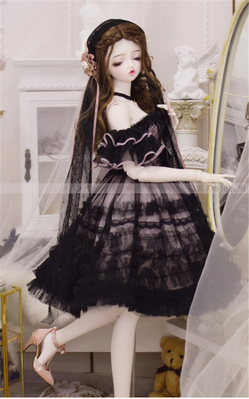 Одежда для кукол для 1/4 1/3 bjd, Одежда для кукол, черное платье для торта, красивые платья на заказ