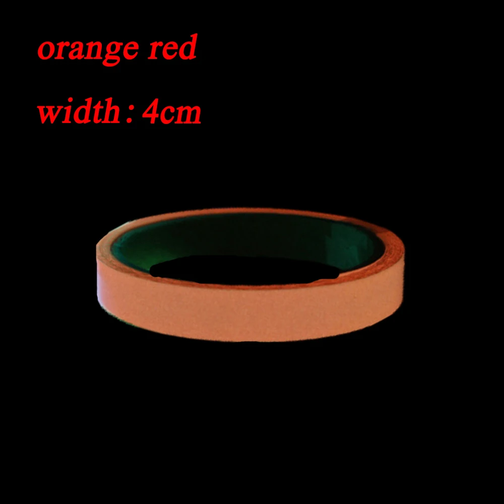 1 шт. Светоотражающая светящаяся лента самоклеющаяся наклейка Съемная светящаяся лента флуоресцентная светящаяся темная ударПредупреждение лента - Цвет: 4cm red orange