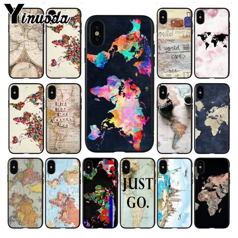 Yinuoda карта мира планы путешествия DIY печать рисунок чехол для телефона iPhone 5 5Sx 6 7plus
