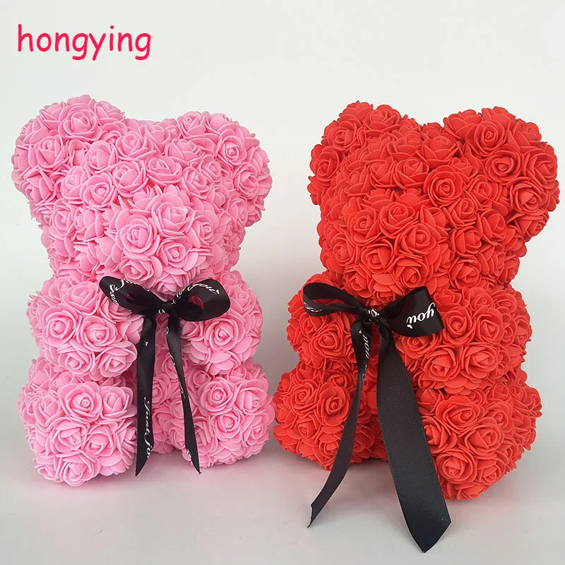 

roses bear Valentine's Day teddy bears 25 cm high 14 colors Holiday High-grade DIY gifts Christmas gift wedding decoration