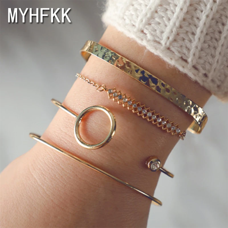 

MYHFKK4 pieces / set of retro female lotus beads round Shining chain hollow silver bracelet set exquisite party jewelry SL004