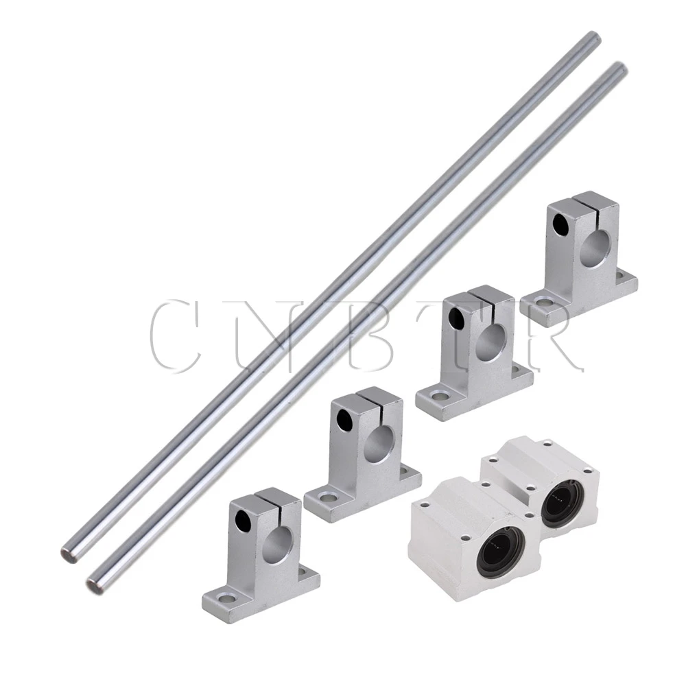 

2pcs CNBTR OD12 x 500mm Shaft Optical Axis& Ball Slide Rail Support with Bearing