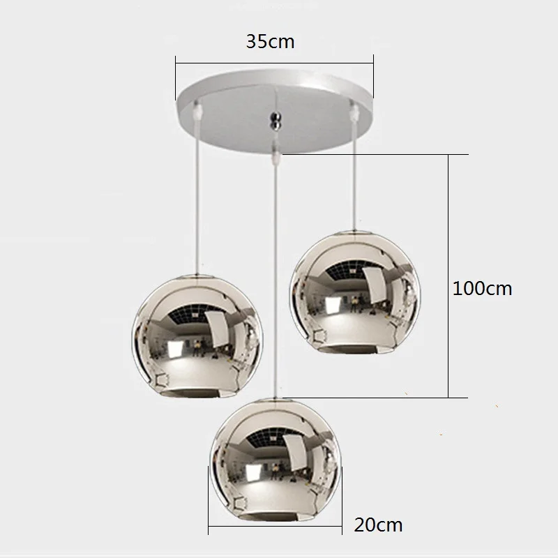 3X Серебряное Стекло современные подвесные светильники кухня Остров фурнитура для подвесного светильника спальня зажигалки домашний бар отель подвесной потолочный светильник