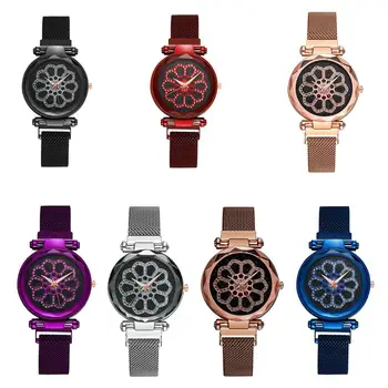 

New 2020 Fashion Diamond Lady Big Dial Quartz Mesh Belt Lazy Bracelet Watch luxury waterproof reloj mujer relogio feminino Q60