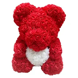 38 см с изображением сердечка и розы Медведь ПЭ пены розы искусственный подарок на день женщин плюшевый медведь