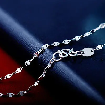 

New Fine Pure Platinum 950 Chain Women Stud Link Necklace 17.3inch