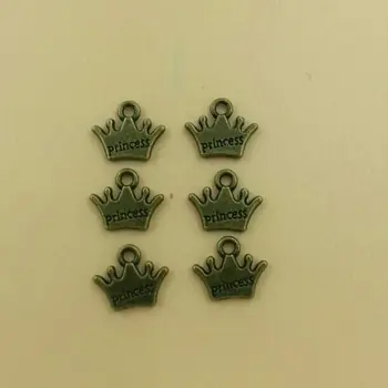 

Charms Pendants Princess Crown Charm Vintage Pendant Necklaces Diy 13x11mm 100pcs per lot (T349) 2015 New Free Shipping