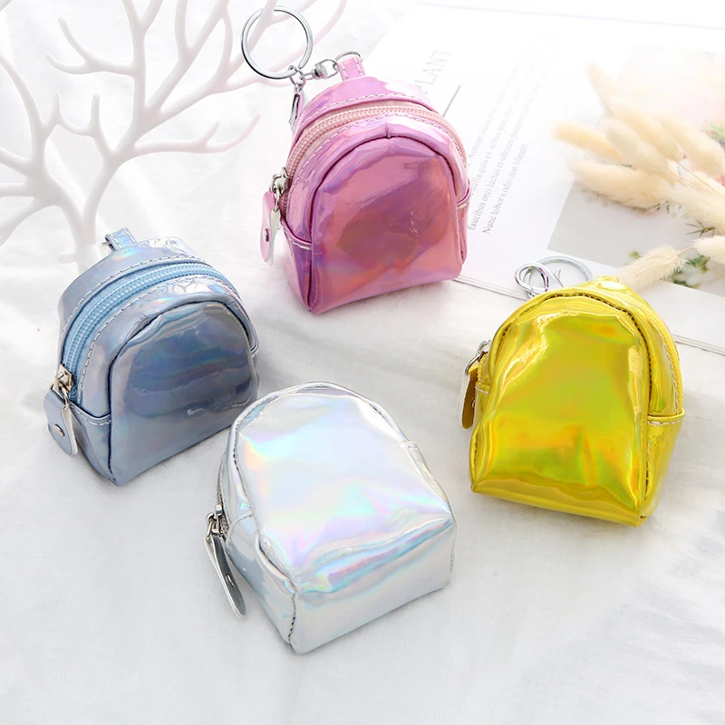 

Fashion Laser Coin Bag Solid Color Wallets Money Holder Simple Cartoon Change Children Women Mini Purses Zipper Girl Kids Pouch
