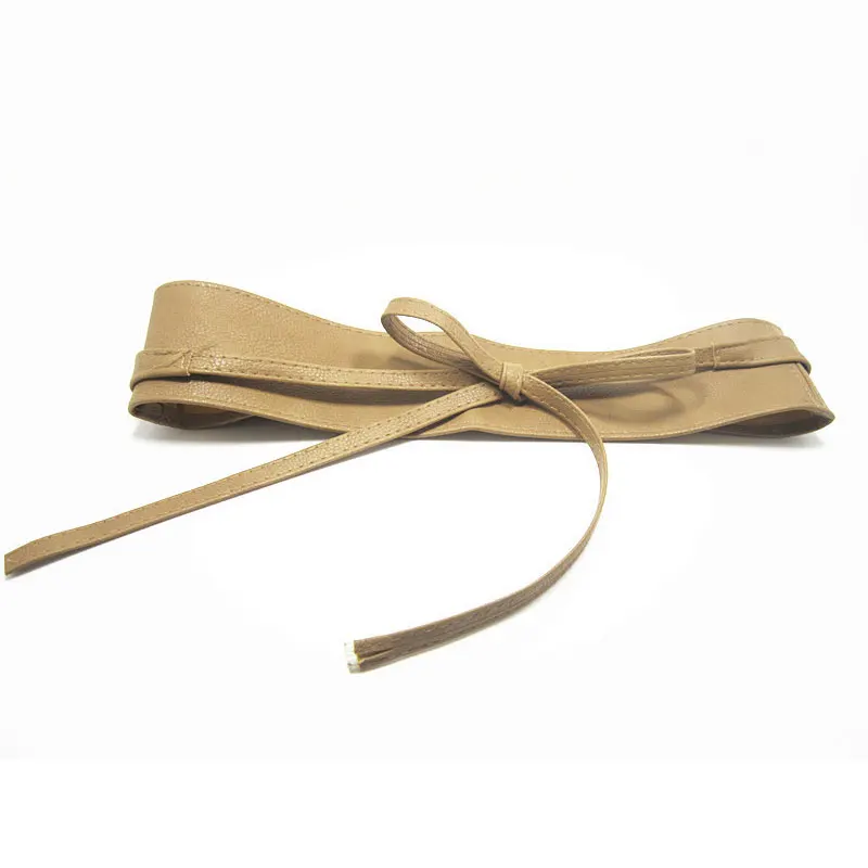 

New Fashion Women Belt Soft PU Leather Wide Self Tie Wrap Around Waist Band Dress Belt KS-shipping