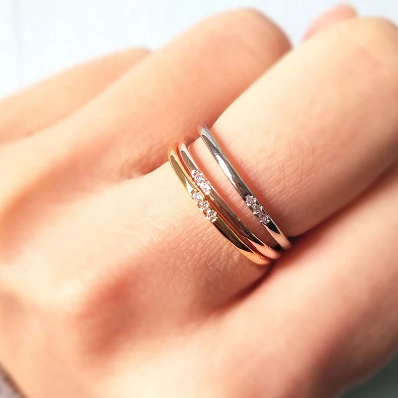 Simple Tiny Ring Dainty Wedding Party Elegant Rings With Shiny