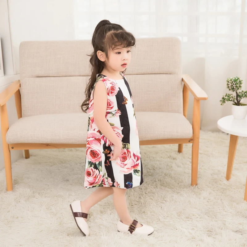 skirt dress for baby girl Spring new style little girls dress 3D rose print pattern vest dress toddler kids princess party wedding clothing 2-10Yrs born baby dress