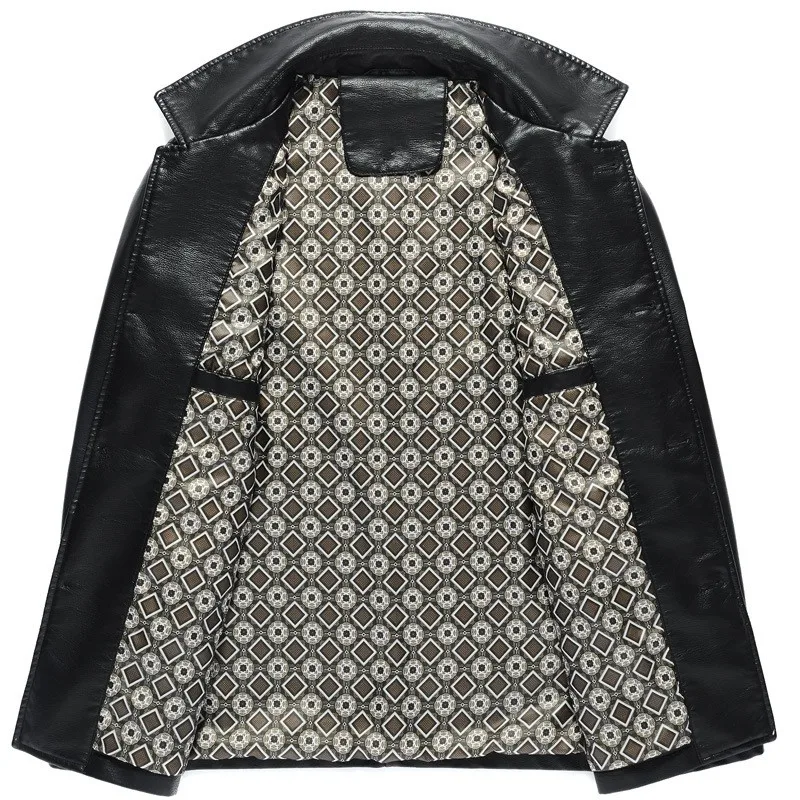 Autumn Winter Mens Long Sleeve Lapel Pu Leather Jackets Smart Casual Loose Fit Male Faux Leather Outerwear Coats Plus Size 4XL