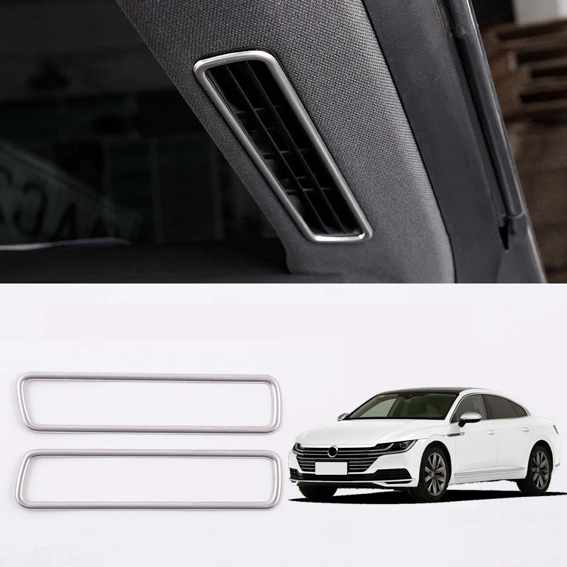 

For VW Volkswagen Arteon 2017 2018 Interior Accessories Front Door A Pillar Air Outlet Cover Trim 2pcs Stainless Steel