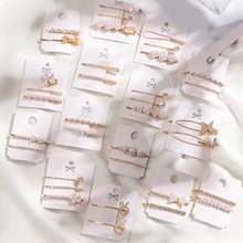 Минималистичные заколки для волос с жемчугом, заколка для волос с геометрическими звездами и цветами, заколка для волос для женщин и девушек, аксессуары для укладки волос