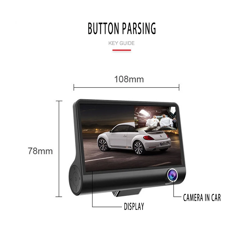 4 дюйма Экран автомобиля Камера Dash Cam HD Dvr Авто Запчасти Видеорегистраторы для