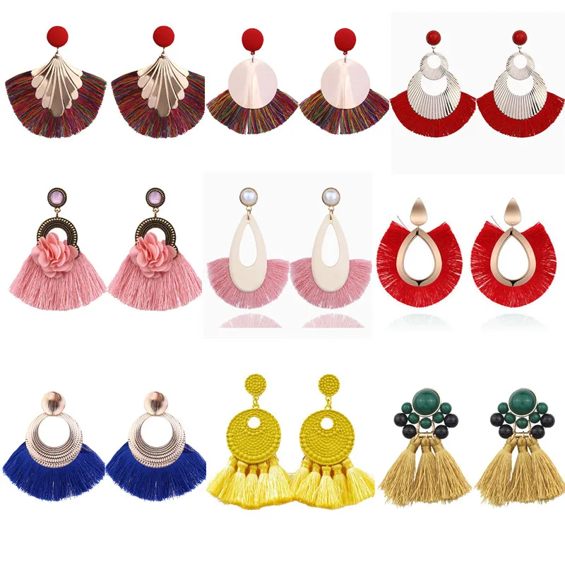 

Multi-color Aretes For Women Ethnic Large Statement Earrings Long Drop Earring Fashion Unusual Tassel Earrings Accesorios Mujer