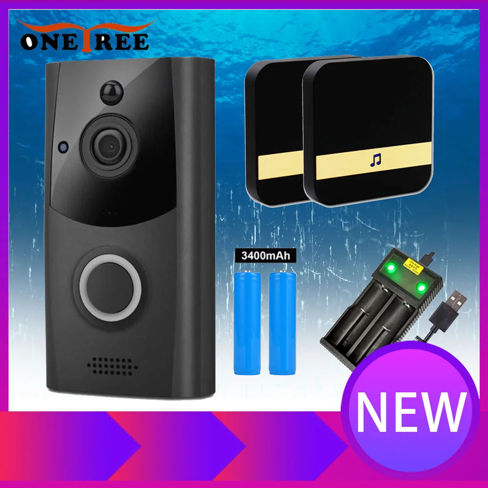 

Onetree WiFi Wireless Video Doorbell Intercom System 720P Waterproof Camera Two Way Audio Waterproof Home IR Alarm Camera