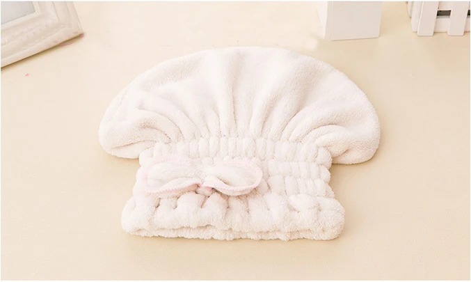 Beige Шапочка из микрофибры для сушки волос шапочка для душа для густоты Коралловая бархатная шапка принцессы быстрая супер впитывающая - Цвет: Beige