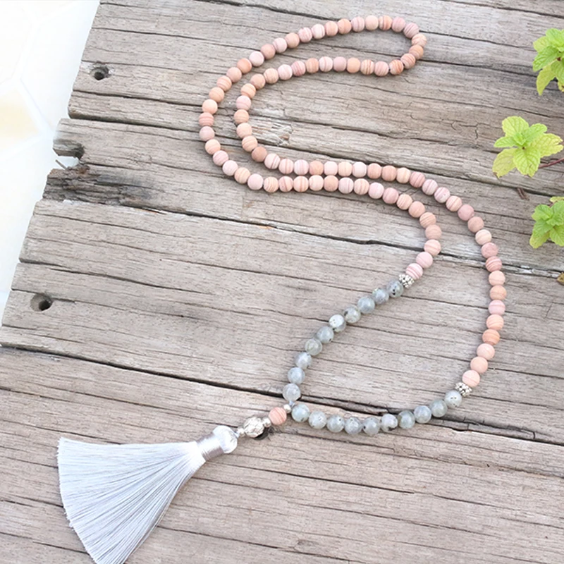 8mm Natural Stone Beads,Matte Line Stone,Labradorite,JapaMala Sets,Spiritual Jewelry,Meditation,Inspirational,108 Mala Beads