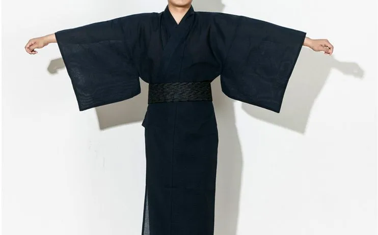 Мужское стильное традиционное японское кимоно, мужской хлопковый Халат Yukata, мужской банный халат, кимоно, одежда для сна с поясом 62503