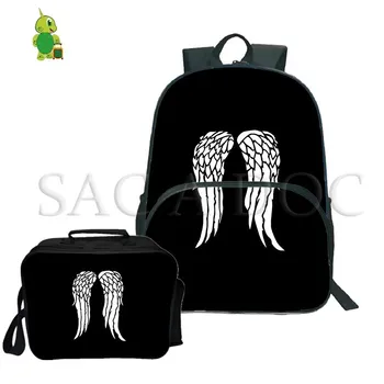 

Walking Dead Rick Daryl 2Pcs/Sets Backpack Laptop Backpack for Teenagers Student School Backpack Travel Rucksack with bag